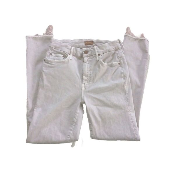 Mother Women's  26 High Waisted Denim Jeans‎ Beige Inseam 26in Ankle Fray - Picture 1 of 14
